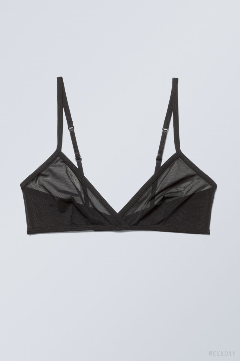 Weekday Bonnie Mesh Triangle Bralette Bralette 黒 | JKWC8600