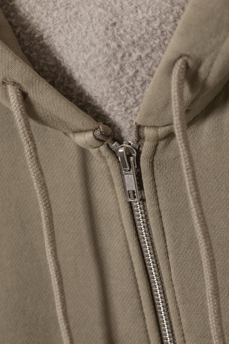 Weekday Boxy Heavyweight Zip Hoodie Dusty Mole | LRPF6355