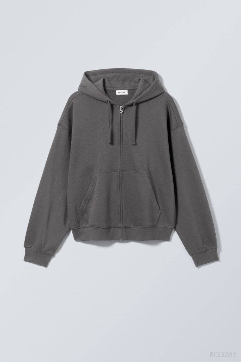 Weekday Boxy Midweight Zip Hoodie 黒 | EQHI6961