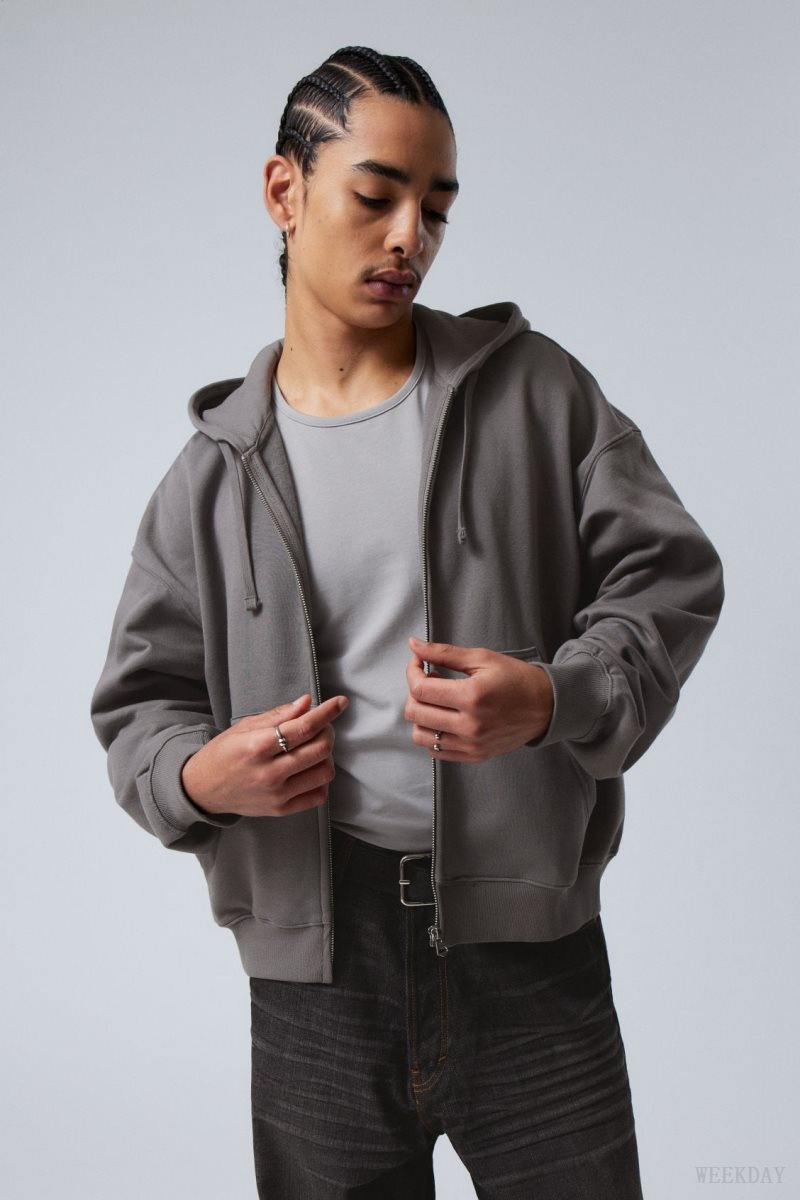 Weekday Boxy Midweight Zip Hoodie 黒 | EQHI6961