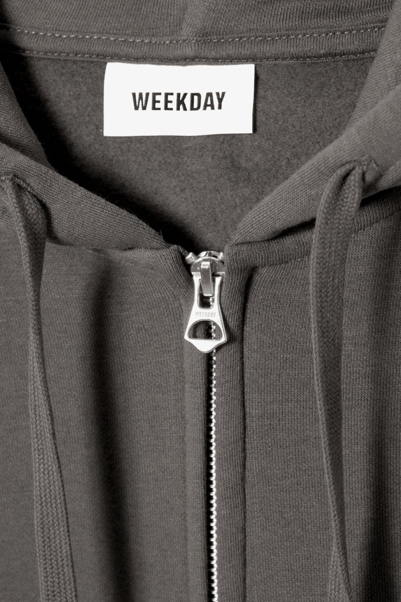 Weekday Boxy Midweight Zip Hoodie グレー | FKPL2111