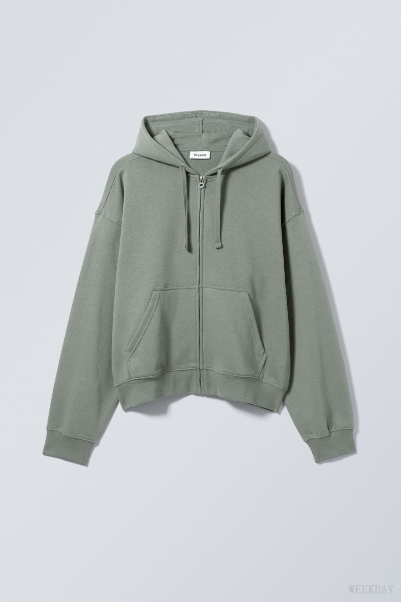 Weekday Boxy Midweight Zip Hoodie グレー | QLKR7242