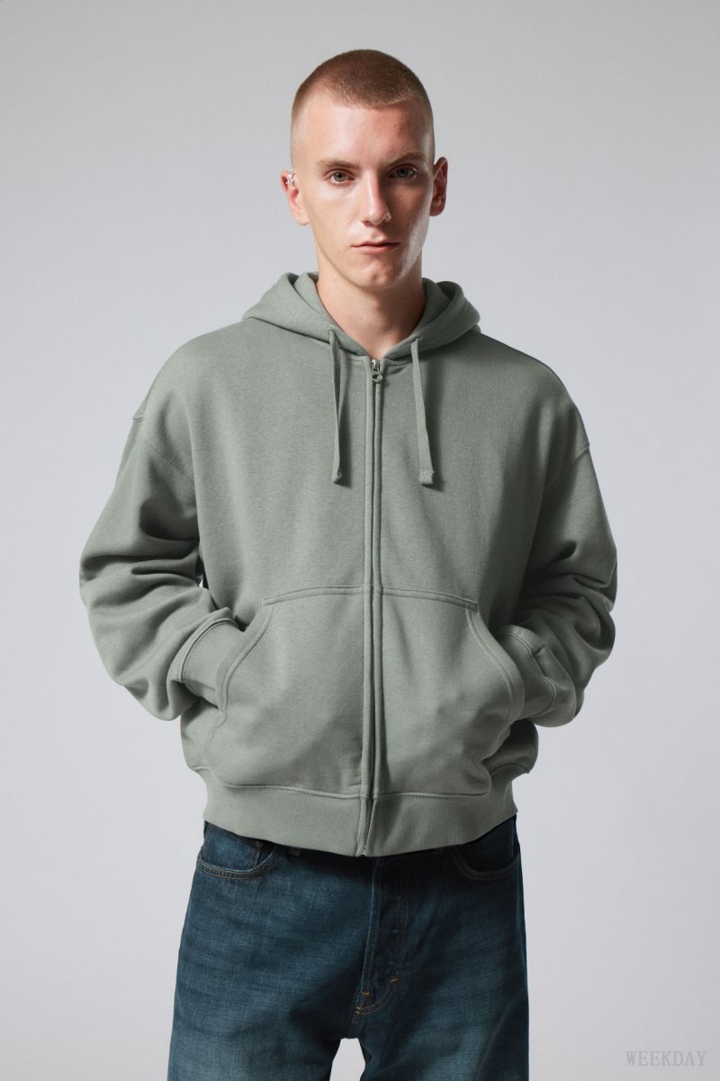 Weekday Boxy Midweight Zip Hoodie グレー | QLKR7242