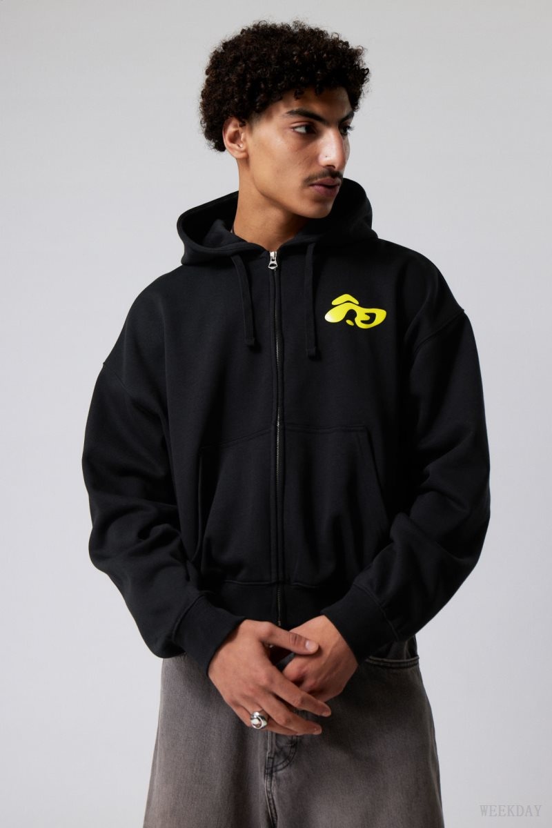 Weekday Boxy グラフィック Zip Hoodie Liquid Dance | RACJ5143