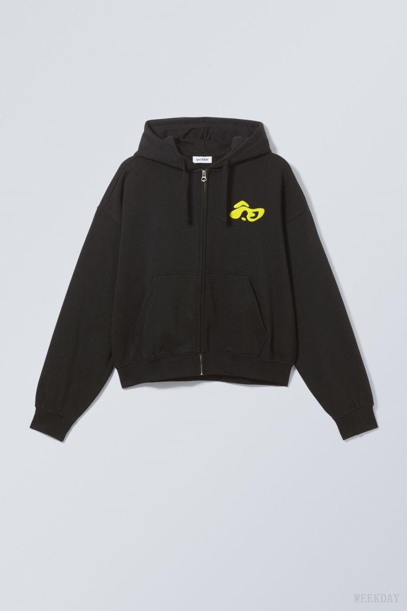 Weekday Boxy グラフィック Zip Hoodie Liquid Dance | RACJ5143