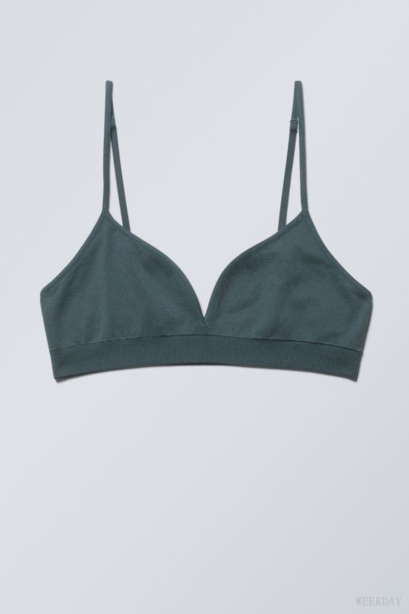 Weekday Cat Soft Triangle Bra ブラ 暗ターコイズ | SURS7900