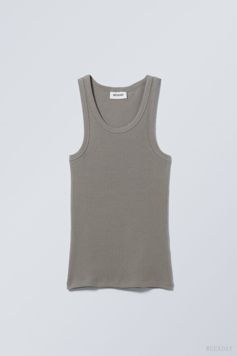 Weekday Close Fitted Tank Top 暗グレー | SGTS4067