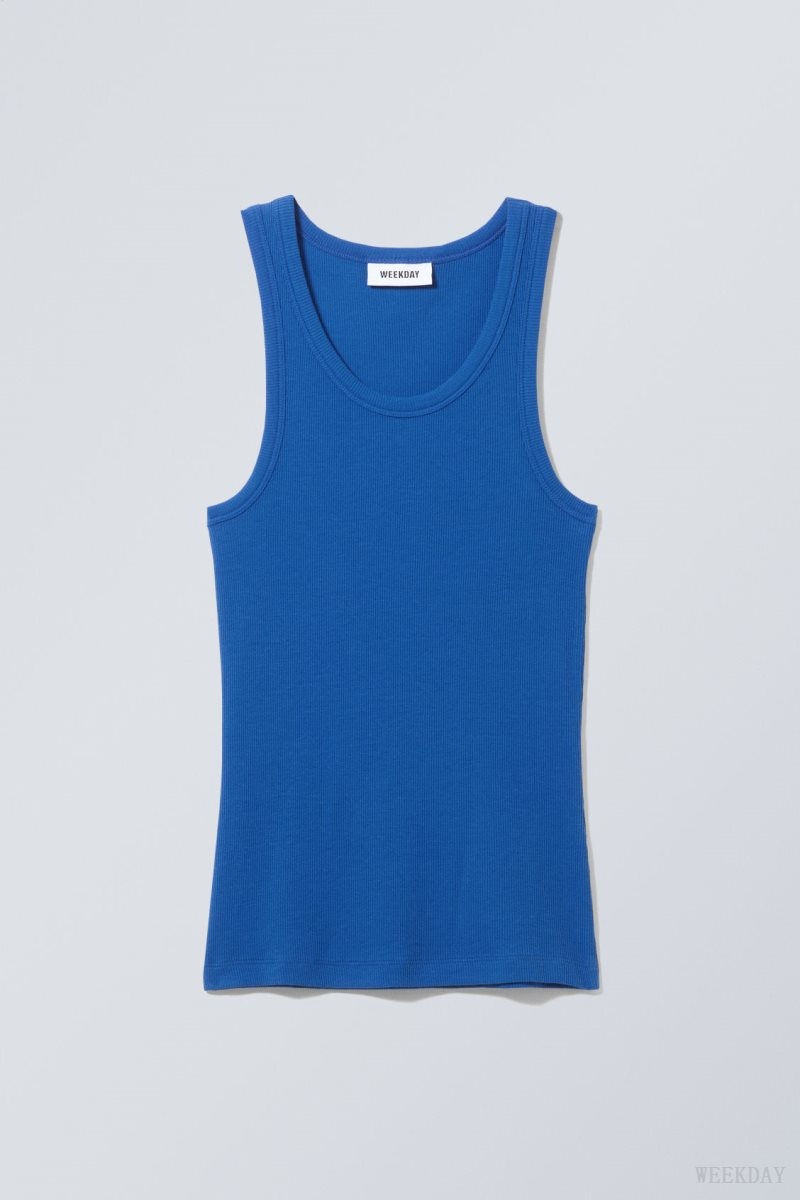 Weekday Close Fitted Tank Top 青 | WWUZ8519