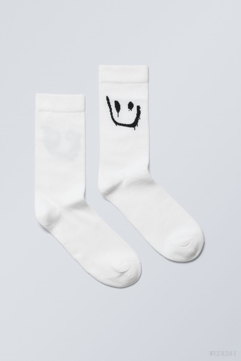 Weekday Cotton グラフィック Socks Drippy Smiley | XNDK3984