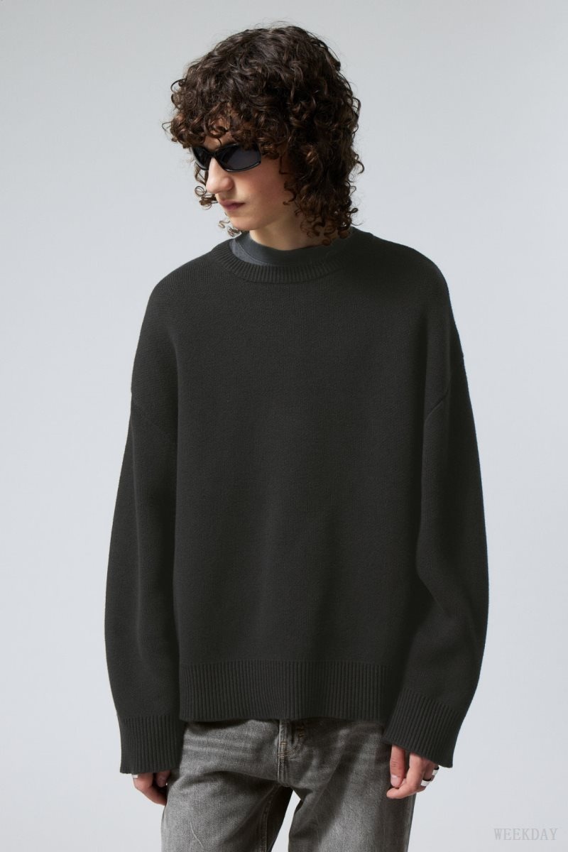 Weekday Cypher Oversized Sweater 黒 | QZHQ5120