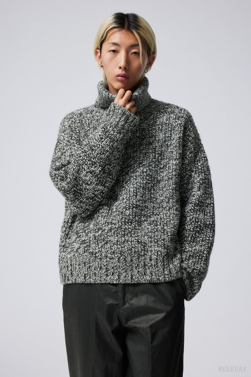 Weekday Cypher ウール Blend Turtleneck Sweater Mole Melange | PVCZ1250