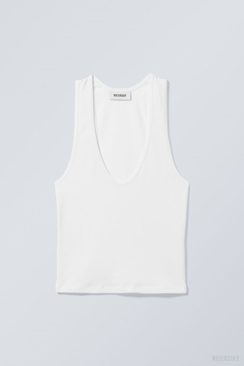 Weekday Deep U-Neck Tank Top 白 | HSLF1899