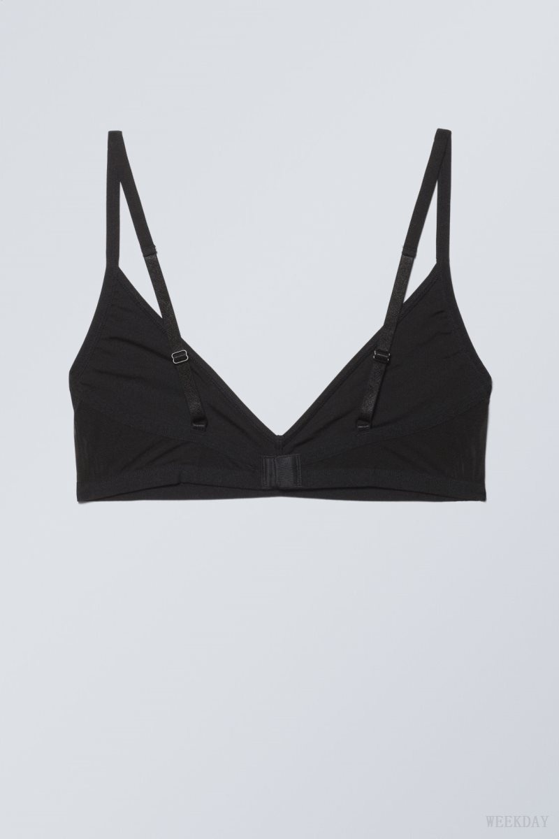 Weekday Dylan Mesh V-neck Bra ブラ 黒 | WPOJ4063