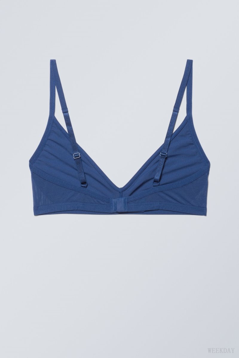 Weekday Dylan Mesh V-neck Bra ブラ 青 | YEWC8161