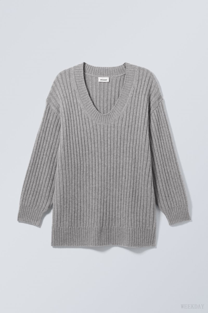 Weekday Eden Oversized ウール Blend Sweater グレー | SRDB2816