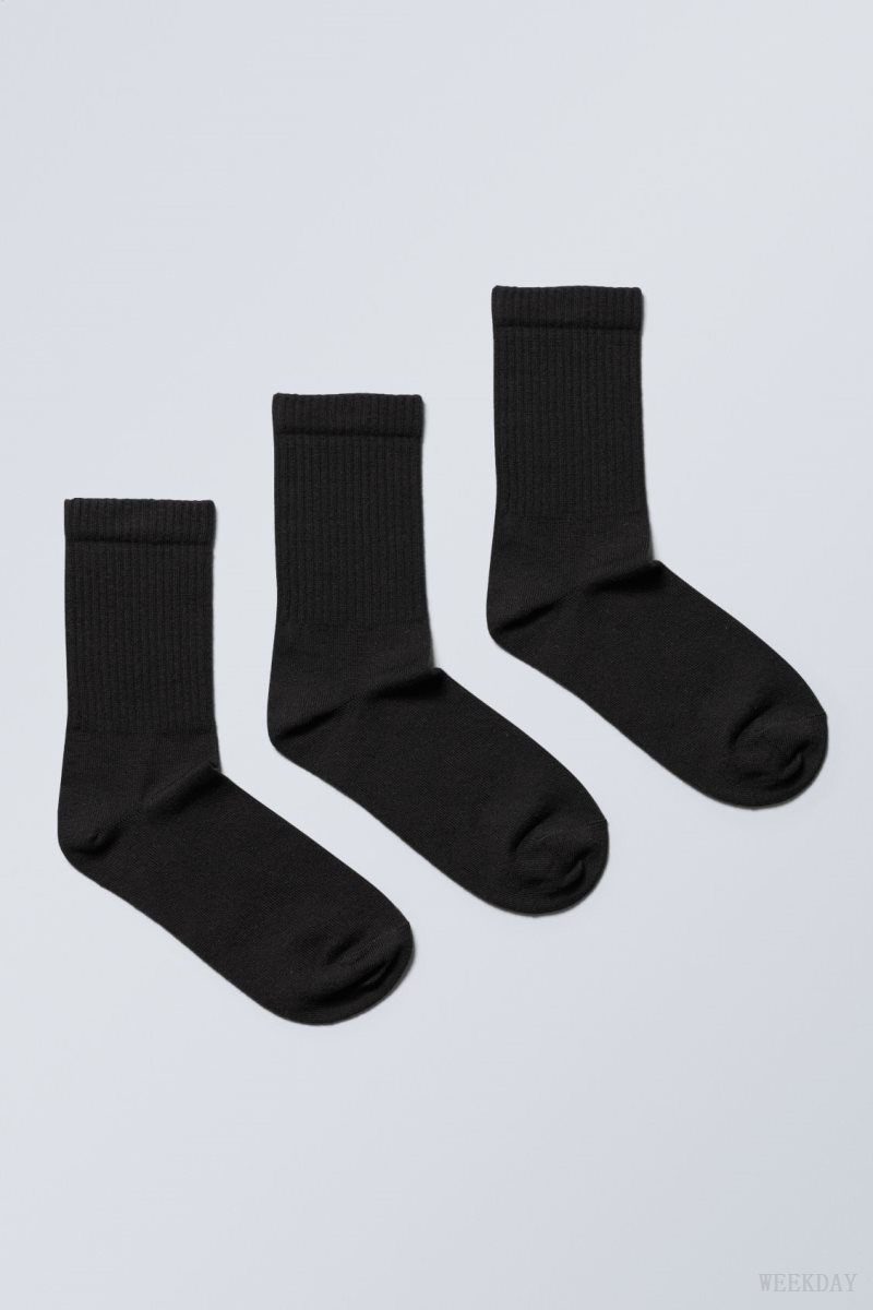 Weekday Eleven Socks 3-pack 黒 | DCDJ4300