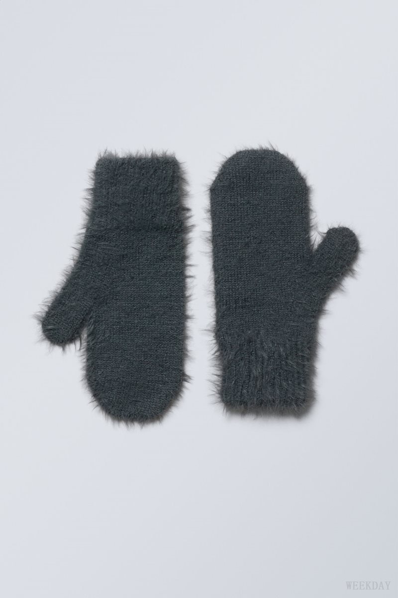 Weekday Ella Hairy Knit Mittens 黒 | BQDD7676