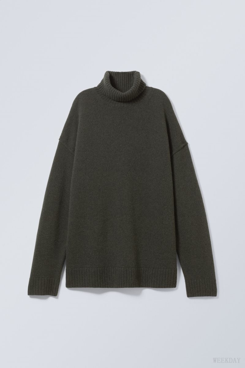 Weekday Eloise ウール Turtleneck Sweater 暗緑 | NIRE4744