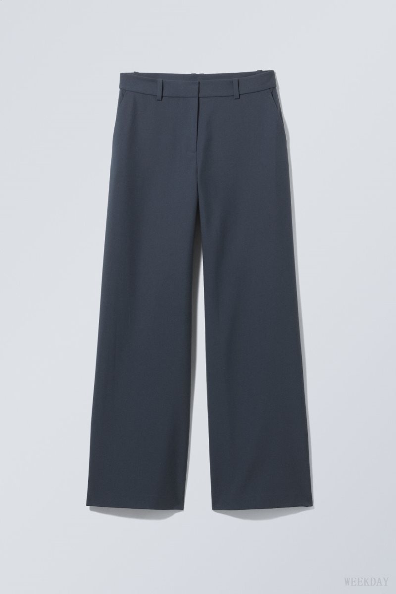 Weekday Emily Low Waist Suiting Trousers ネイビー | UZXQ2168