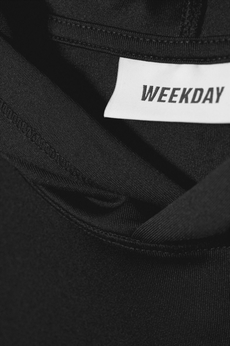 Weekday Emily フード付き Longsleeve Top 黒 | JZDZ5983