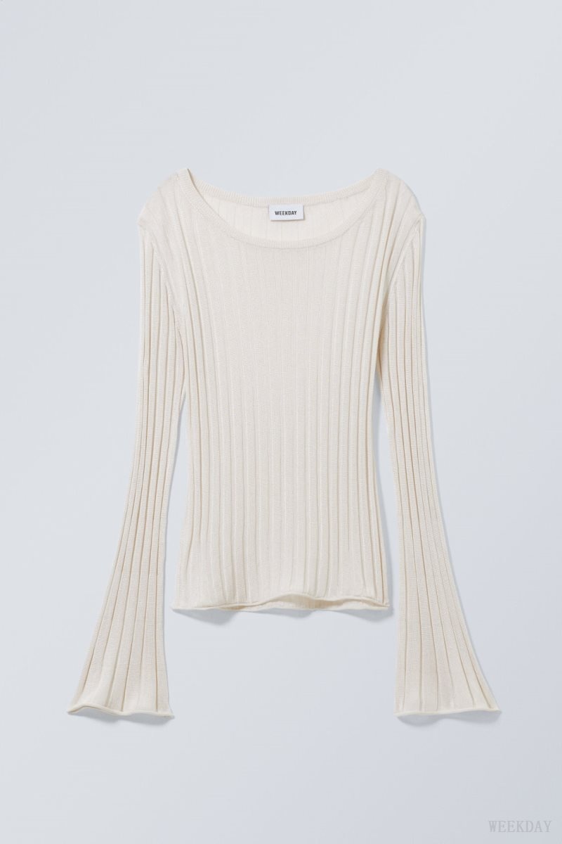 Weekday Enora Sheer Knit Long Sleeve Top ライト | OLPN8502