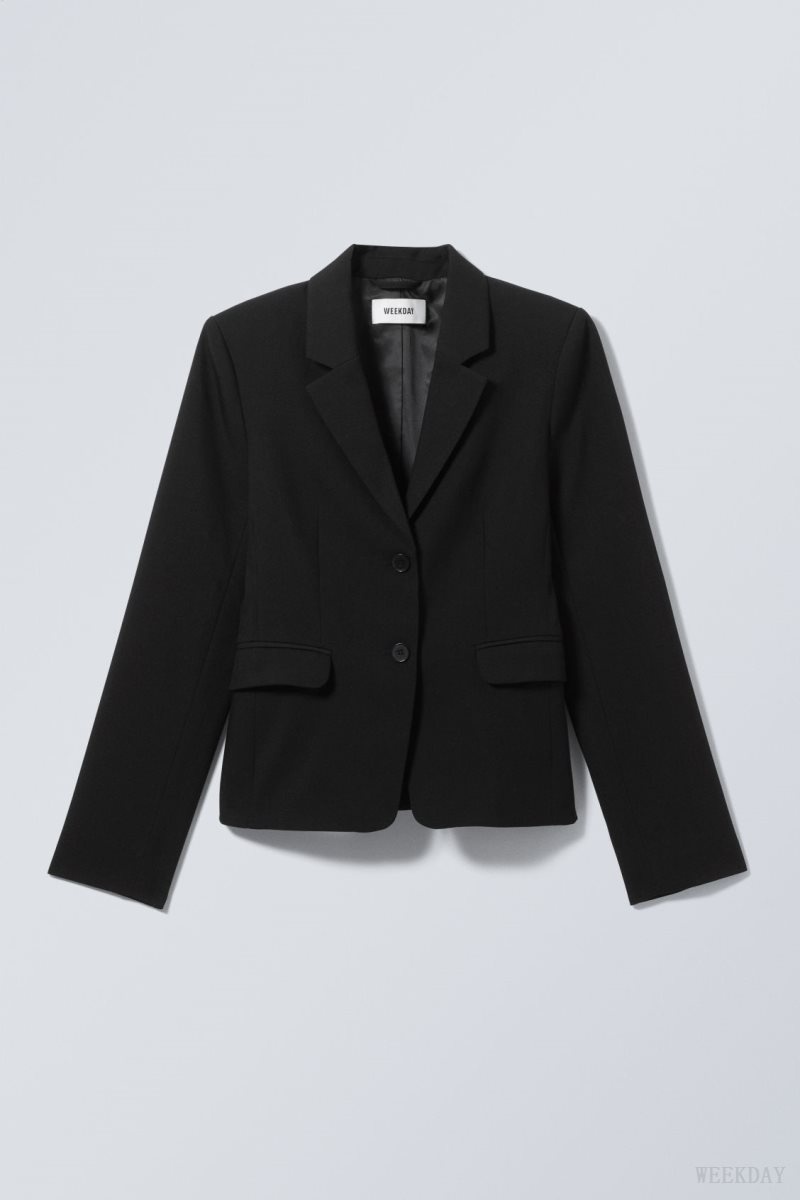 Weekday Esma Fitted Blazer 黒 | OZCU6578