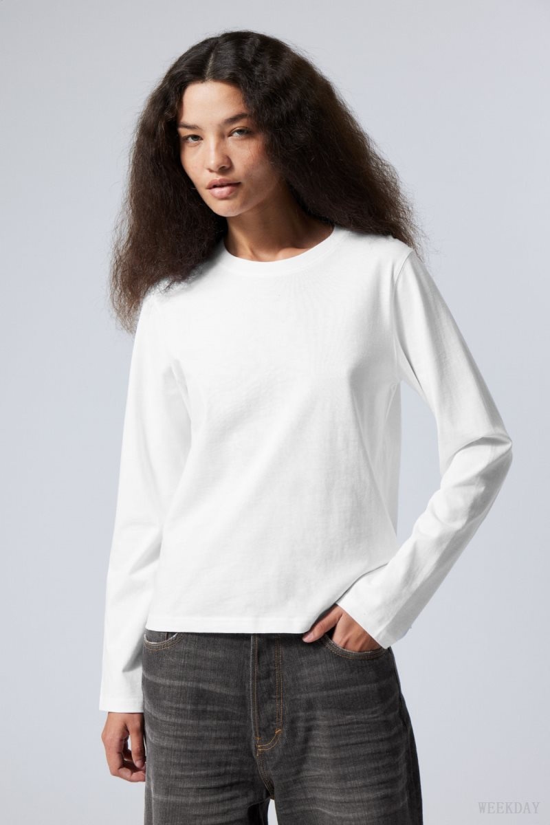 Weekday Essence Standard Long Sleeve 白 | SNNW7247