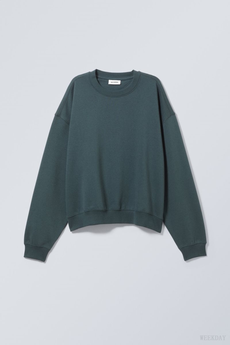 Weekday Essence Standard Sweatshirt 暗ターコイズ | MRJD5266