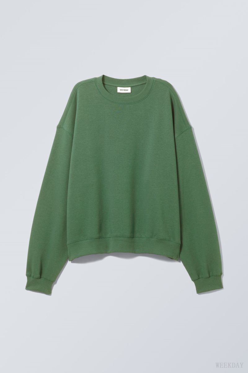 Weekday Essence Standard Sweatshirt ターコイズ 緑 | TUMF5272