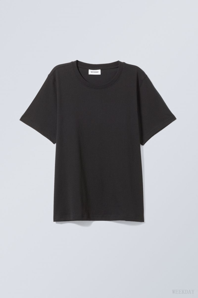 Weekday Essence Standard T-shirt 黒 | VNVD4566