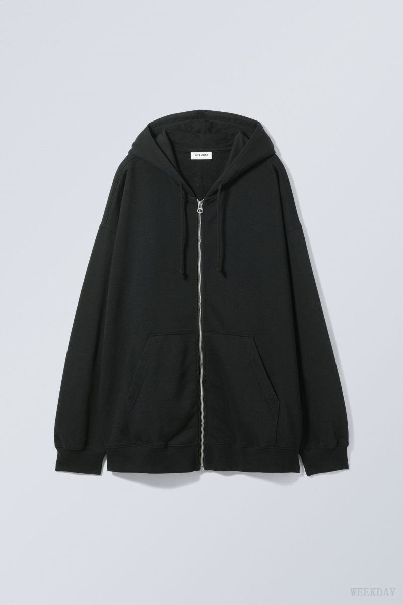 Weekday Essence Standard Zip Hoodie 黒 | BSVE8037