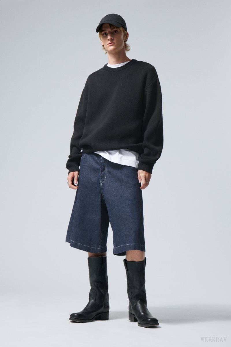 Weekday Fabian Jacquard Knit Sweater 黒 | NNQB7007