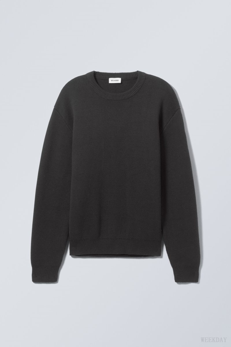 Weekday Fabian Jacquard Knit Sweater 黒 | NNQB7007