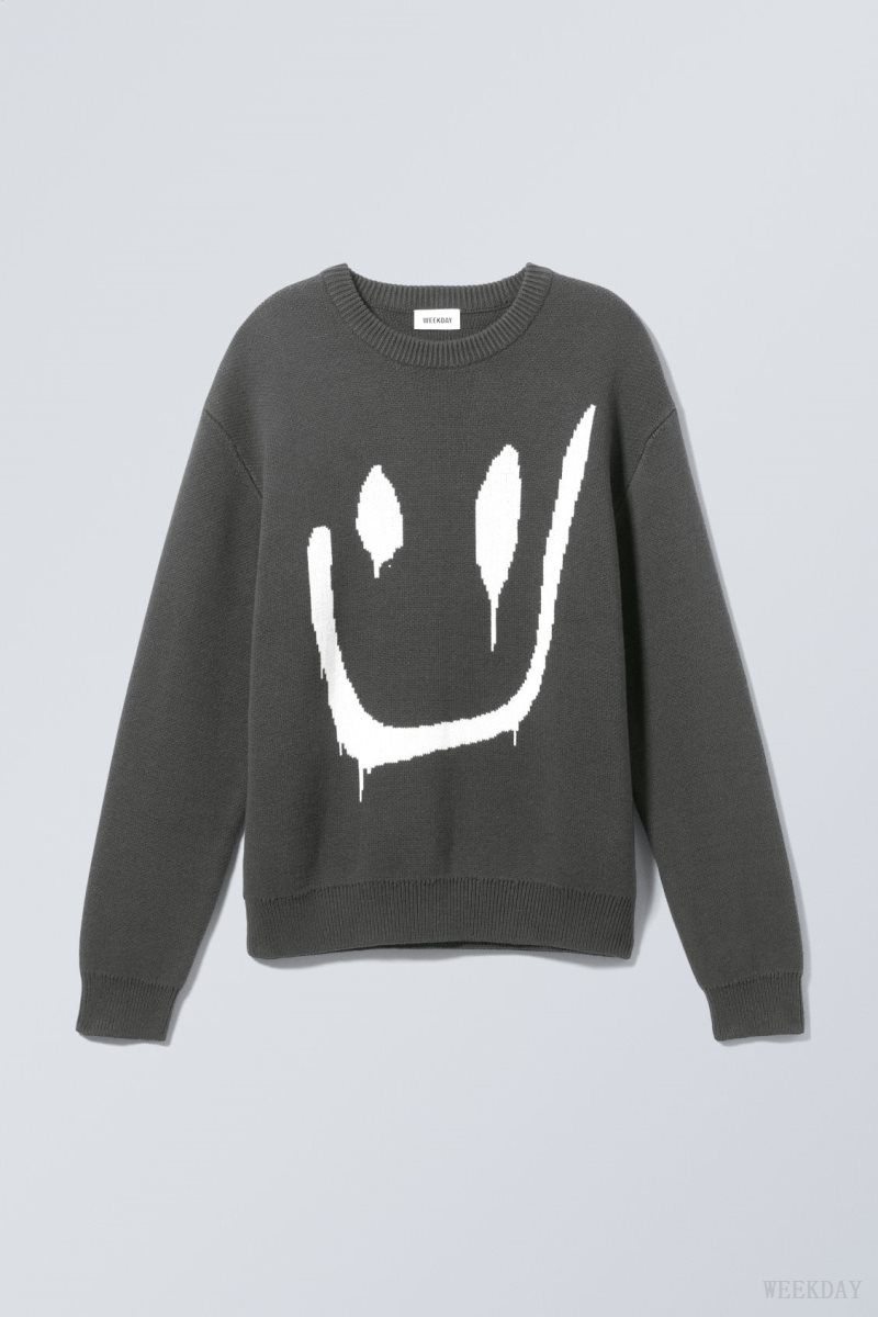 Weekday Fabian グラフィック Sweater Drippy Smiling Face | DZNS8781