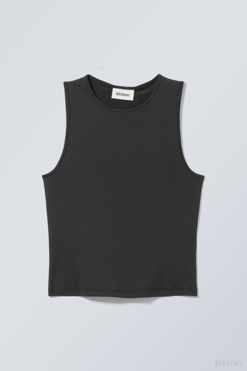 Weekday Fine Fitted Tank Top 黒 | YHIW2772