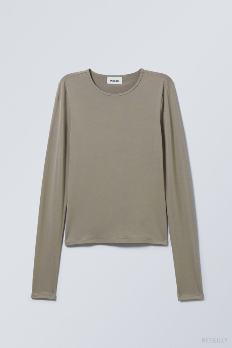 Weekday Fine Long sleeve Dusty Mole | UHZZ9702