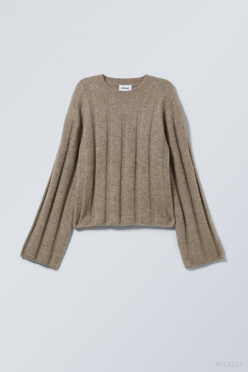 Weekday Fiona Rib Sweater Dusty Mole | KBPZ6190