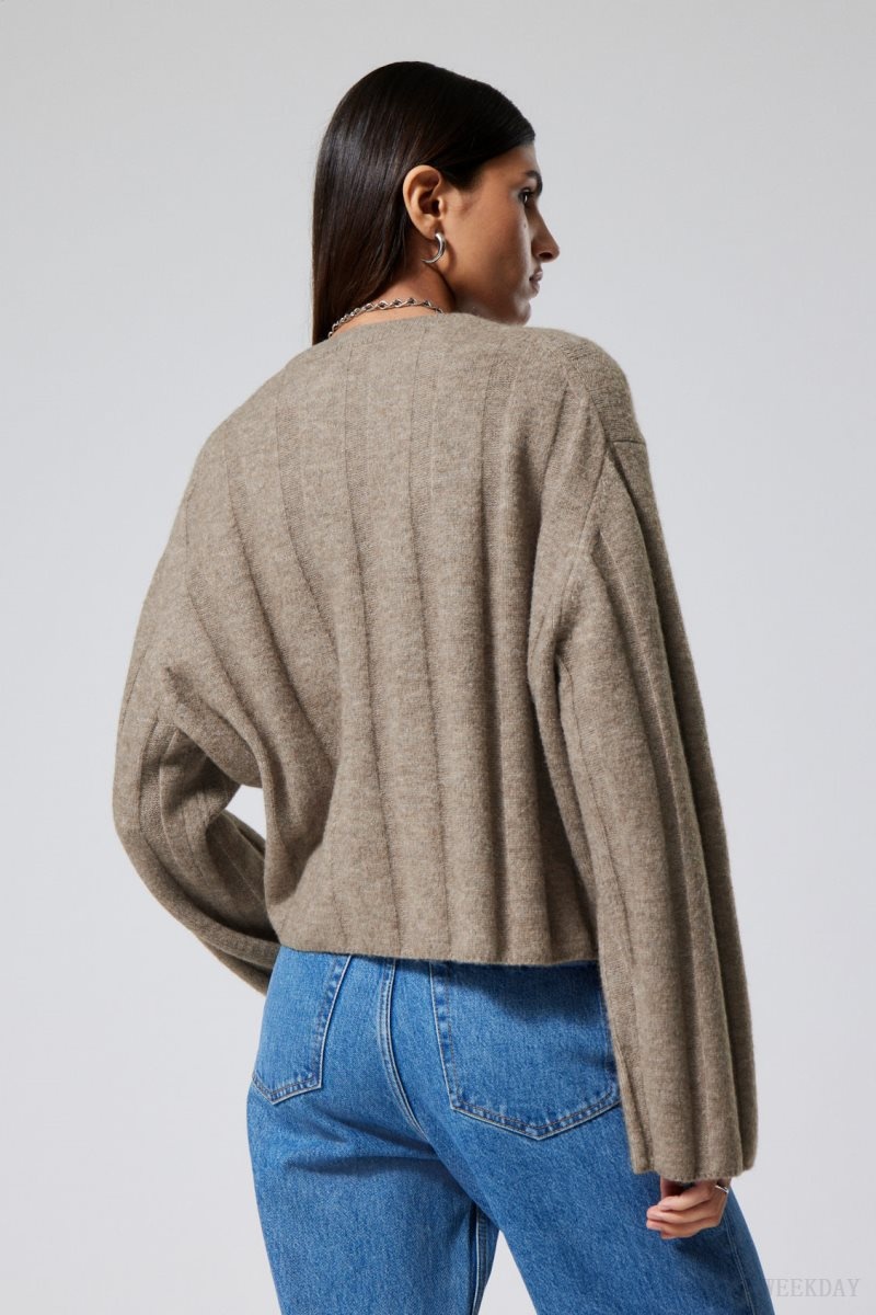 Weekday Fiona Rib Sweater Dusty Mole | KBPZ6190