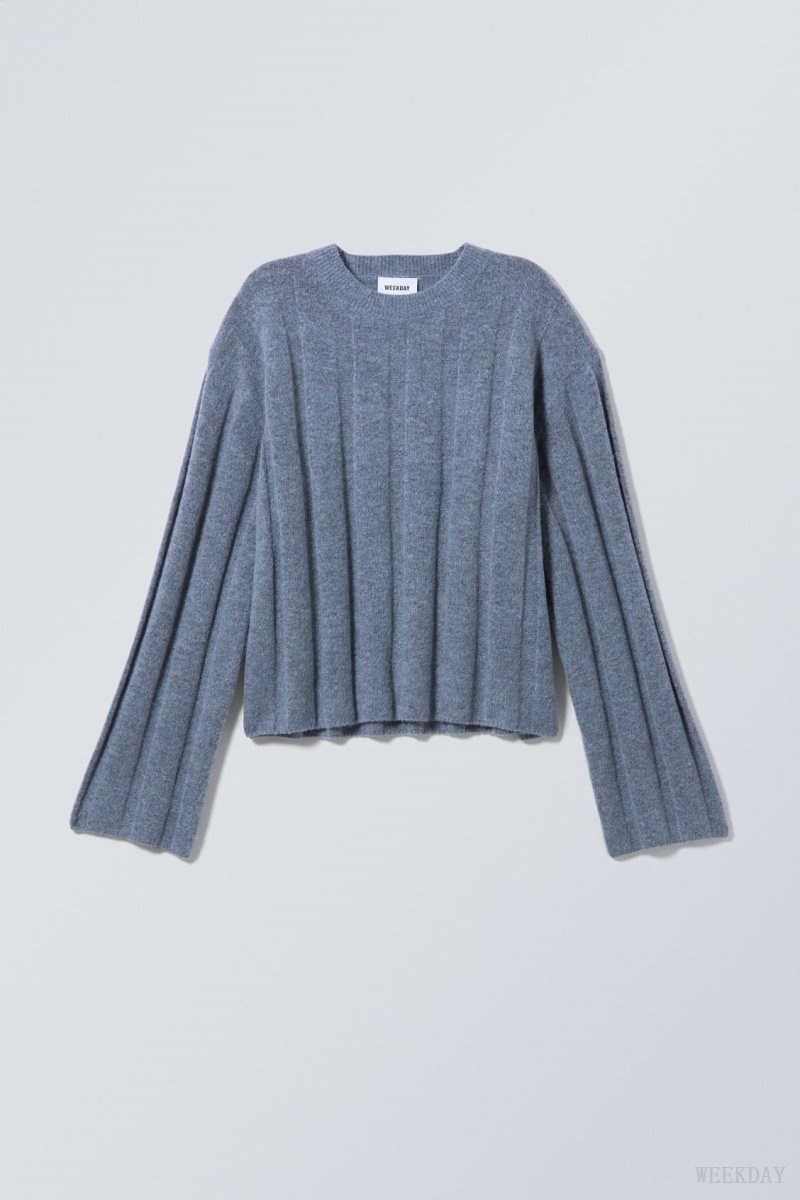 Weekday Fiona Rib Sweater 青 | RHGJ9421