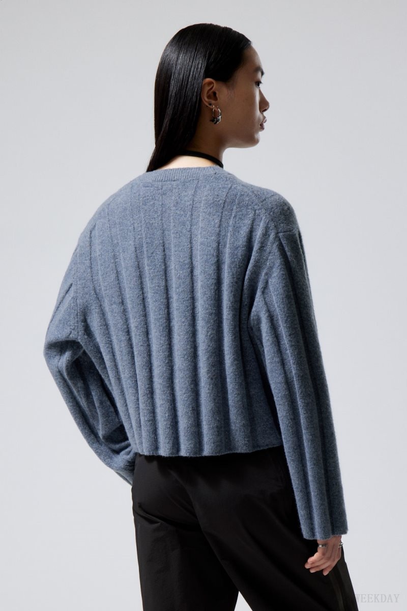 Weekday Fiona Rib Sweater 青 | RHGJ9421