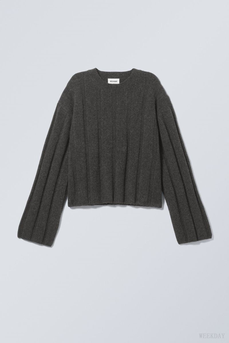 Weekday Fiona Rib Sweater 暗グレー | XHBL0227