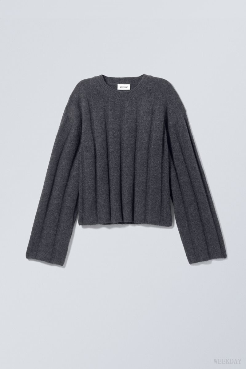 Weekday Fiona Rib Sweater 暗グレー | YANN3577