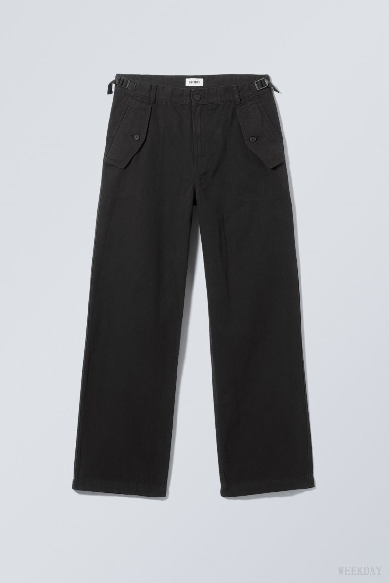 Weekday Frej Relaxed Workwear Trousers 黒 | TGQP7360