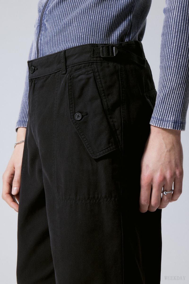 Weekday Frej Relaxed Workwear Trousers 黒 | TGQP7360