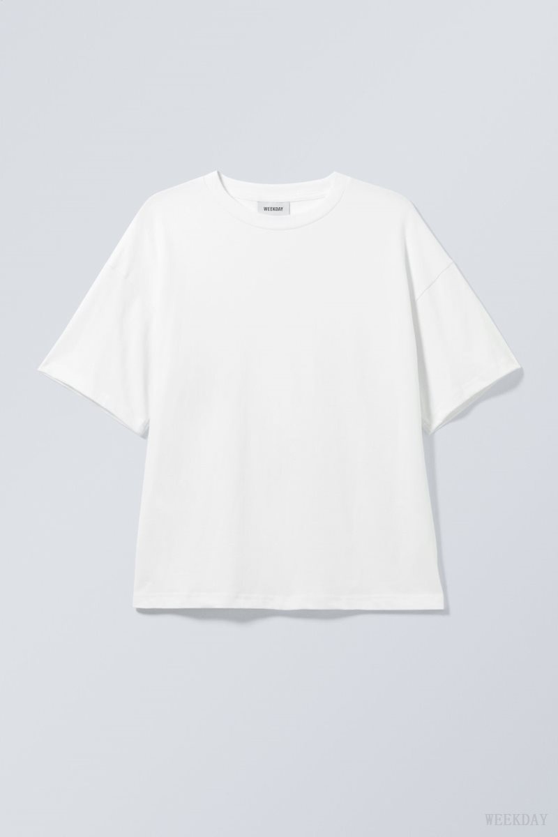 Weekday Great Boxy Heavyweight T-Shirt 白 | EQAD2539