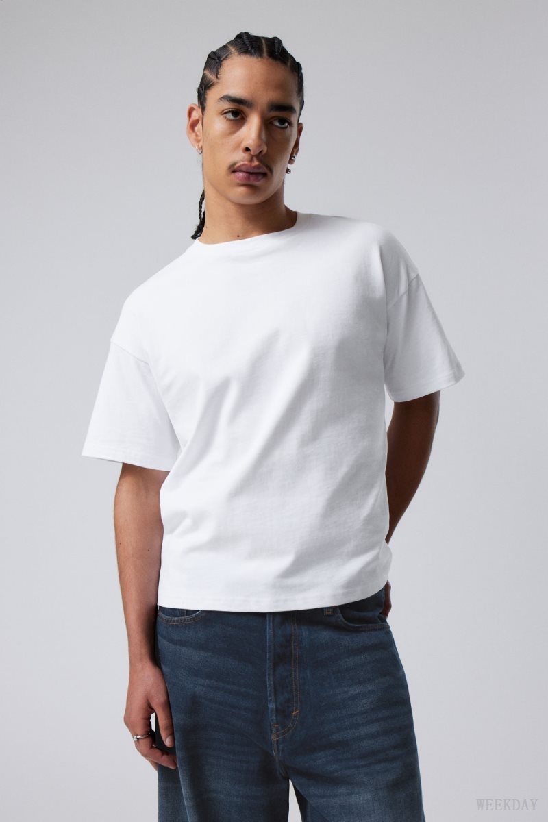 Weekday Great Boxy Heavyweight T-Shirt 白 | EQAD2539