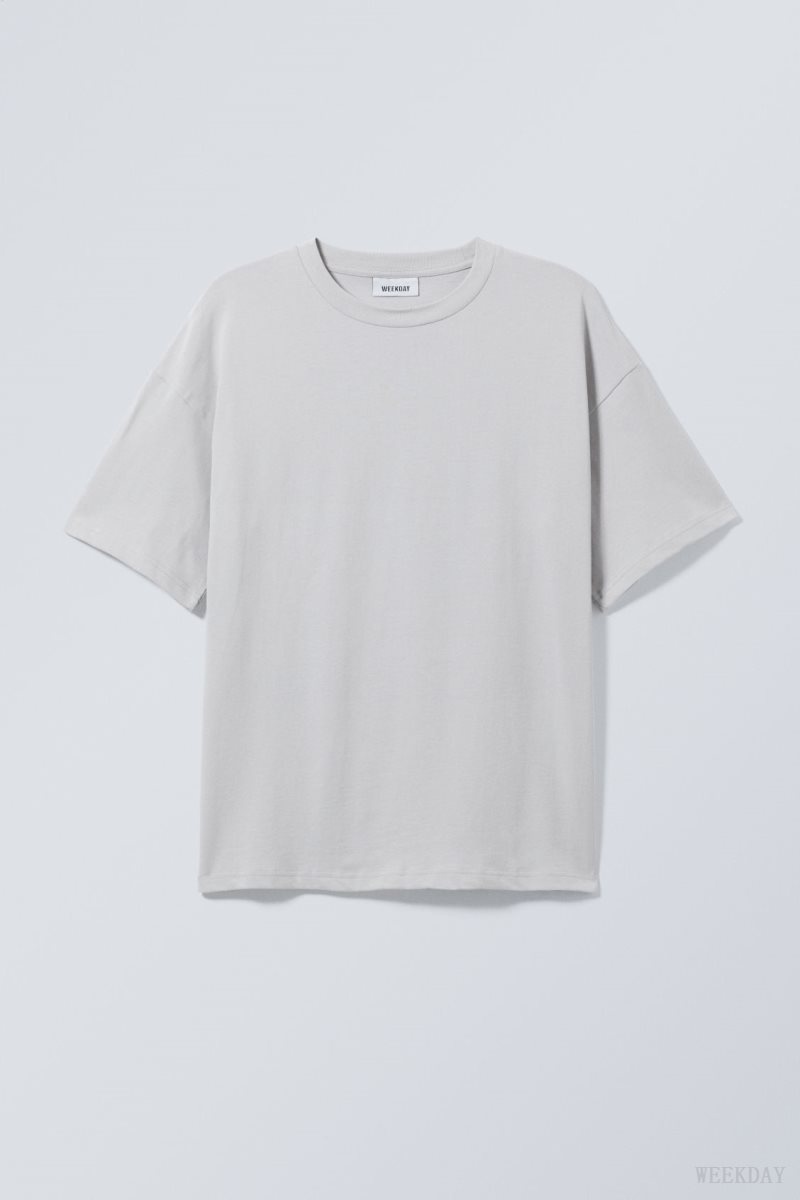 Weekday Great Boxy Heavyweight T-Shirt ライトグレー | LUKT6773