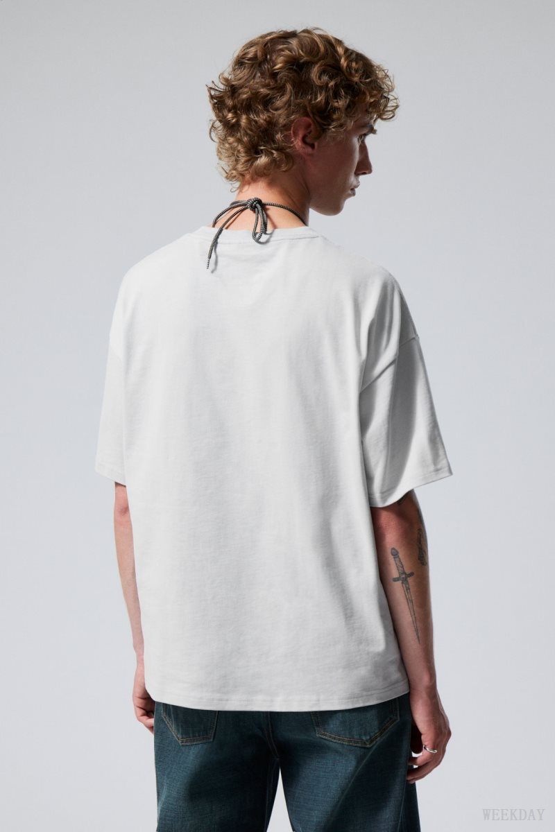 Weekday Great Boxy Heavyweight T-Shirt ライトグレー | LUKT6773