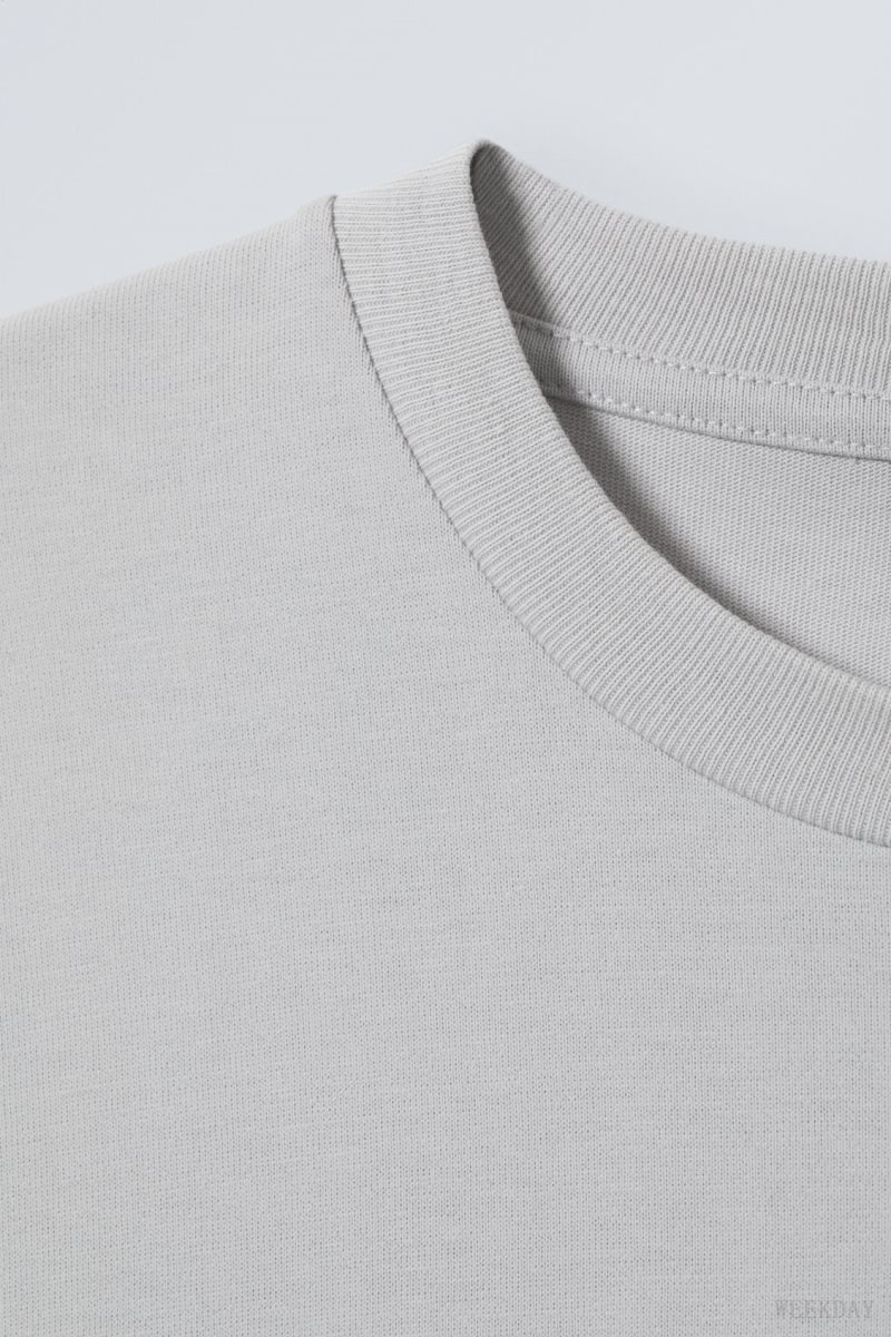 Weekday Great Boxy Heavyweight T-Shirt ライトグレー | LUKT6773