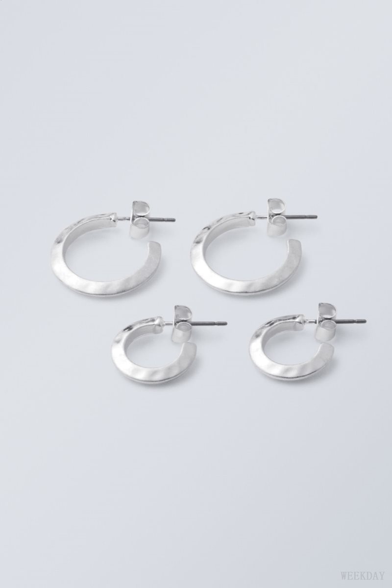 Weekday Hammered Hoops 2-Pack シルバー | PJAW6281